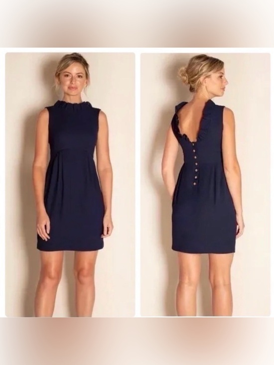 Camilyn Beth Dresses & Skirts - Camilyn Beth Go Go Dress Navy Ruffle Scoop Back Cocktail Dress 2 coastal